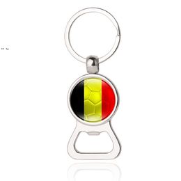 2 In 1 voetbalflesopener Keychain Qatar World Cup Flag Mini Easy Can Opener Beer Ring Wine Jar Openers BBB16636