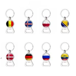 2 In 1 voetbalflesopener Keychain Qatar World Cup Flag Mini Easy Can Opener Beer Ring Wine Jar Openers BBB16445