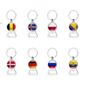 2 In 1 voetbalflesopener Keychain Qatar World Cup Flag Mini Easy Can Opener Beer Ring Wine Jar Openers GCB16445