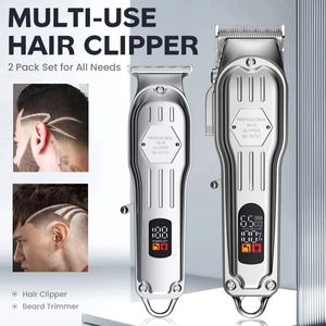 2 in 1 Full Metal Combo Kit Kapper Tondeuse Voor Mannen Professionele Elektrische Baard Tondeuse Oplaadbare Kapsel 240124