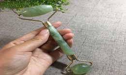 2-in-1 groene roller en Gua Sha-gereedschapset van natuurlijke Jade-schraper-stimulator met stenen voor gezicht, nek, rug en kaaklijn Gddhsjijn6796106