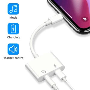 2-in-1 hoofdtelefoonadapter AUX Audio PD-oplader Splitter Ondersteuning Oproep Muziekbediening Oortelefoonadapters