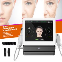 Machine ultrasonique Hifu 2 en 1 pour l'élimination des rides du visage, rajeunissement de la peau, resserrement vaginal