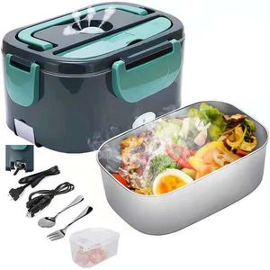 2 in 1 elektrische lunchbox voor thuisgebruik, voedselverwarming, Bento 304 roestvrijstalen voeringcontainer, verwarmde warmer, draagbare set 240109