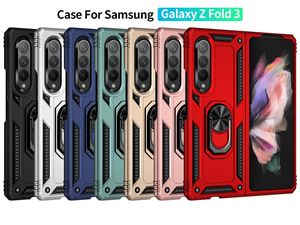 2 in 1 Hybride Rugged Phone Cases Magnetische Vinger Armor Back Cover Kickstand Heavy Duty Anti-Shock Protector voor Samsung Galaxy Z Flip 3 Z Fold 3