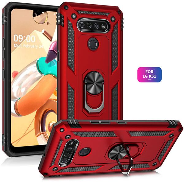 Étuis de téléphone hybrides robustes 2 en 1, armure de doigt magnétique, protection arrière avec béquille, protection robuste pour LG Stylo 5 Aristo 4 5 6 K30 K40 K50s K51 K53 K22 K92 5G Harmony 4