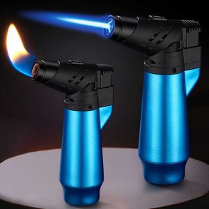 2 en 1 Jet Flame Lighter Double Fire Cocina ajustable Butane Butane Sin gas Gas de soldadura a prueba de viento Turbo Torch Cigarette 4vzk