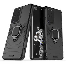 Porte-bague Kickstand Cover Coffret Armure Double couche robuste pour Samsung Galaxy Note 20 Plus S21 Plus S21 ULTRA A02S UE 50PCS / Lot