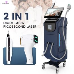 2 en 1 Épilation au laser Pico Machine laser Machine Picoseconde Tatouage Traitement Laser Diode Laser Perte de cheveux enlever le dispositif de marque de naissance de Spot de l'âge pour le salon avec FDA