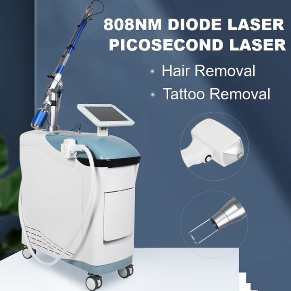 Máquina de cejas con láser 2 en 1 para eliminar el vello corporal, depilación con láser de diodo de 808 nm, regeneración de la piel, eliminación de tatuajes con láser de picosegundo, equipo de belleza para blanquear la piel