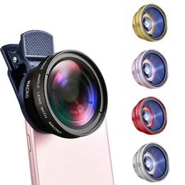 2 In 1 Lens Universal Clip 37mm Mobiele telefoon Lens Professional 0.45X 49uV Super Wide Argel + Macro HD-lens voor iPhone 13