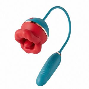 2 In 1 Likken Tgue Rode Lippen Vibrator Voor Vrouwen Clit Stimulator Vagina G Spot Telescopische Dildo Volwassen Masturbator seksspeeltje Z2Bt #