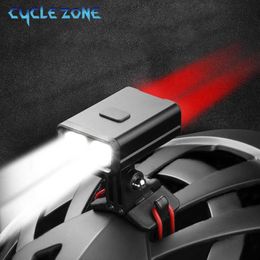 Lampe de poche LED 2 en 1 pour vélo, phare avant et arrière, Rechargeable par USB, lanterne pour casque de vtt, 800 mAh, 0202