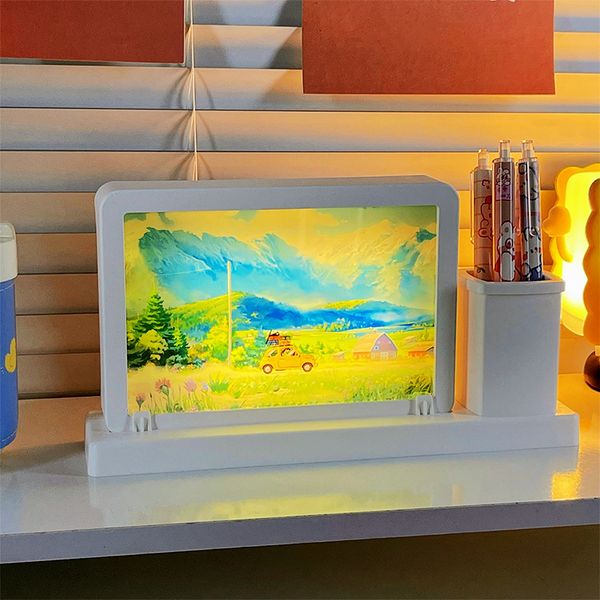 Peinture lumineuse et miroir 2 en 1, cadeaux fantaisie pour la fête des mères, cadeau d'anniversaire pour femme, veilleuse de bureau, décoration artistique pour chambre à coucher, maison, 3 modes d'éclairage, alimenté par USB