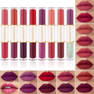 2 In 1 Lipgloss Dubbele Kop Lippenstift Make Up Non-stick Cup Lipgloss Waterdicht Langdurige Fluwelen Lippen glazuur Cosmetica