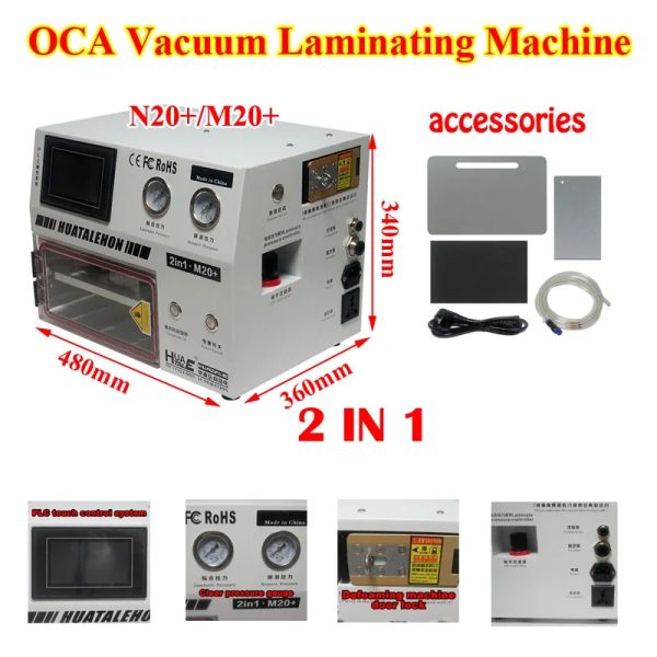 2 en 1 M20 más 10 pulgadas Laminador de vacío OCA N20+ Mini Lamination Máquina con burbujas para eliminar el kit de reparación de LCD 450W