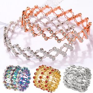 Pulsera de anillo retráctil mágica 2 en 1, anillo plegable creativo y elástico, pulseras de diamantes de imitación de cristal, regalo de joyería para mujer