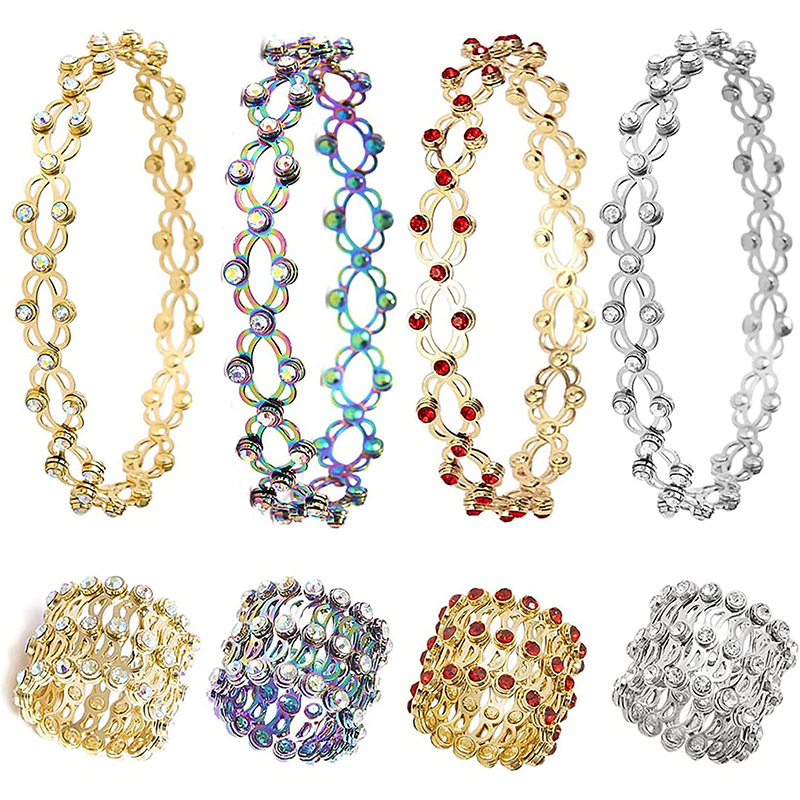 2 en 1 Bracelet de bague r￩tractable magique Strouchable Twink Pliage Ring Crystal Rings Bracelets pour femmes Bijoux Gift