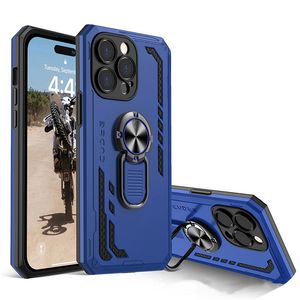 2 In 1 magnetische stankstand vingerhouder Armor Case voor iPhone 15 14 Plus 13 12 11 Pro Max plus Samsung S24 S23 A35 A55 Shockproof Bracket Ring Stand Case Cover