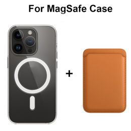 Étui de téléphone magnétique 2 en 1 avec portefeuille en cuir, porte-cartes, étui transparent magnétique pour Magsafe iPhone 15 14 13 12 11 Pro Max 12 11, accessoires de téléphone portable