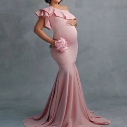 2 in 1 Zwangerschapspography Prop-jurken Ruches Stretchy Jersey Zwangerschap Po Shoot Outfit-jurk 240129