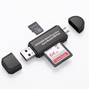 Lecteurs de cartes mémoire 2 en 1 OTG/USB lecteur/graveur de cartes multifonctions pour PC téléphones portables intelligents avec sac ou boîte pacakge