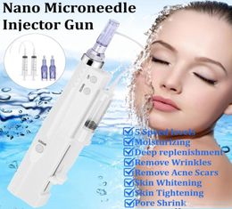 2 en 1 Mesoterapia Meso Gun Electric Derma Pen Micro Aguja DermaStamp Anti Envejecimiento Facial Cuidado de la Piel Máquina de Belleza DHL5891890