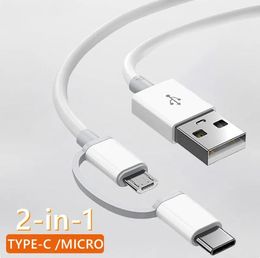 2 in 1 Micro USB Type C-kabel Snel opladen Telefoonoplader USB-datakabel voor Xiaomi Samsung Huawei Oneplus Sony Nokia USB C-kabel