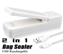 Selladores térmicos 2 en 1 mini sellador de bolsas USB recargable con cúter, sellador portátil recargable para bolsas de plástico, almacenamiento de alimentos HH545218062