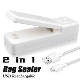 2 in 1 mini -geladerde USB -tasafdichtingswarmteafdichters met snijmes oplaadbare draagbare sealer voor plastic zak Voedselopslag FY2572 SS1125