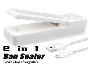 2 in 1 mini -laderbare USB -tasafdichtingswarmteafdichters met snijmes oplaadbare draagbare sealer voor plastic zak voedselopslag HH543169245