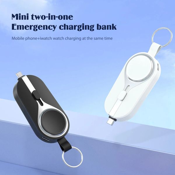 2-en-1 Mini Power Bank 1500 / 2000mAh Pobine rétractable mobile étanche à mobile 5V 3W pour iPhone Samsung Xiaomi Banks de sauvegarde