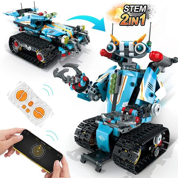 2 en 1 Moc briques de voiture modulaires application de haute technologie télécommande Robot KIT de construction programmable tige éducative jouet cadeau pour les enfants 240116