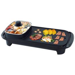 2 In 1 Multifunctionele Non-stick Rookloze Anti-aanbak Elektrische Barbecue Machine Kookplaat Teppanyaki Gegrild Vlees Pan Bbq