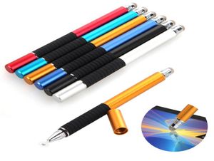 2 en 1 Multifunción Punto fino redondo Pantalla táctil Pen Pen Capacitive Stylus Pen para tableta de teléfono inteligente para iPad para iPhone1129425