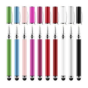 2 en 1 Muti-Fuction Capacitiva Pantalla táctil Stylus y bolígrafo para teléfono móvil Todos los teléfonos móviles inteligentes Tablet 100pcs