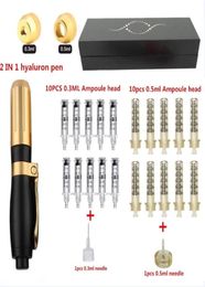 2 en 1 Nouveau stylo hyaluronique haute pression 2 en 1 stylo hyaluron pour la pointe de tatouage Hyaluron Gun 03ml 05 ml tête Q05082834014