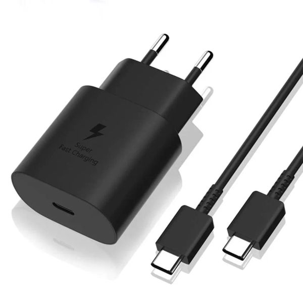 Chargeurs de qualité OEM 2 en 1 Note 10 Câble de charge rapide USB C 1 m 3FT Chargeur rapide EU US 20 W Prise murale d'alimentation 25 W pour Samsung Galaxy ZZ