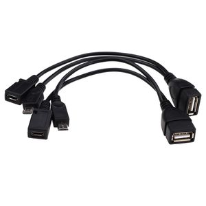 2 en 1 OTG Micro USB Host Power Y Splitter Conector USB a Micro 5 Pin Macho Hembra Adaptador Cable