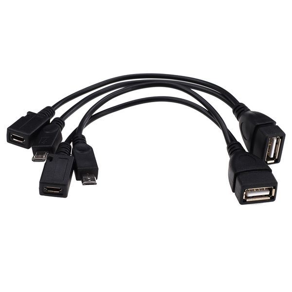 2 en 1 OTG Micro USB Host Power Y Splitter Connecteur USB vers Micro 5 Broches Mâle Femelle Adaptateur Câble