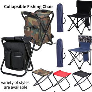 2 en 1 chaise pliante extérieure Camping chaise de pêche tabouret sac à dos Portable refroidisseur outils de pique-nique sac de rangement randonnée siège Table sac 240124