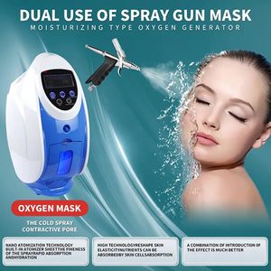 Machine faciale à oxygène 2 en 1, double usage de masque pistolet pour Anti-âge et amélioration de l'immunité, pulvérisation d'oxygène