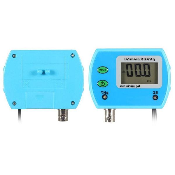 Freeshipping 2 en 1 Medidor de Ph Medidor de EC para acuario Monitor de calidad del agua multiparámetro Monitor de Ph / EC en línea Acidómetro Us Plug Xfhgr