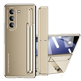 2 en 1 Placing Vogue Phone Case pour Samsung Galaxy Folding Z Fold5 Fold4 5G Invisible Bracket Membrane Hinge Protection Shell Fold avec un porte-fente détachable