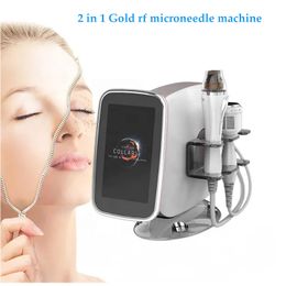 Machine RF micro-aiguille fractionnée portable 2 en 1, 10 broches, 25 broches, 64 broches, cartouches nano, sonde, lifting de la peau du visage, élimination des vergetures, rétrécissement des pores