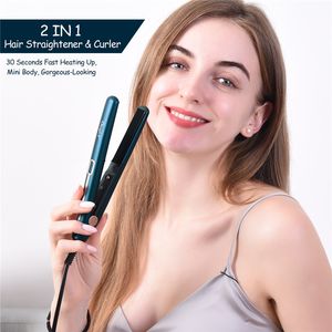 2 in 1 Professional Hair Straightener Mini Hair Curler Thermostatic Fast Heat Flat Iron Curling Iron Travel Waver Plate