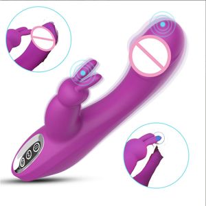 2 en 1 Rabbit Vibrator G-spot Dildo Massager Anal Plug Clit Stimulator Fast Orgasm Recargable sexy Juguetes para mujeres y parejas Artículos de belleza