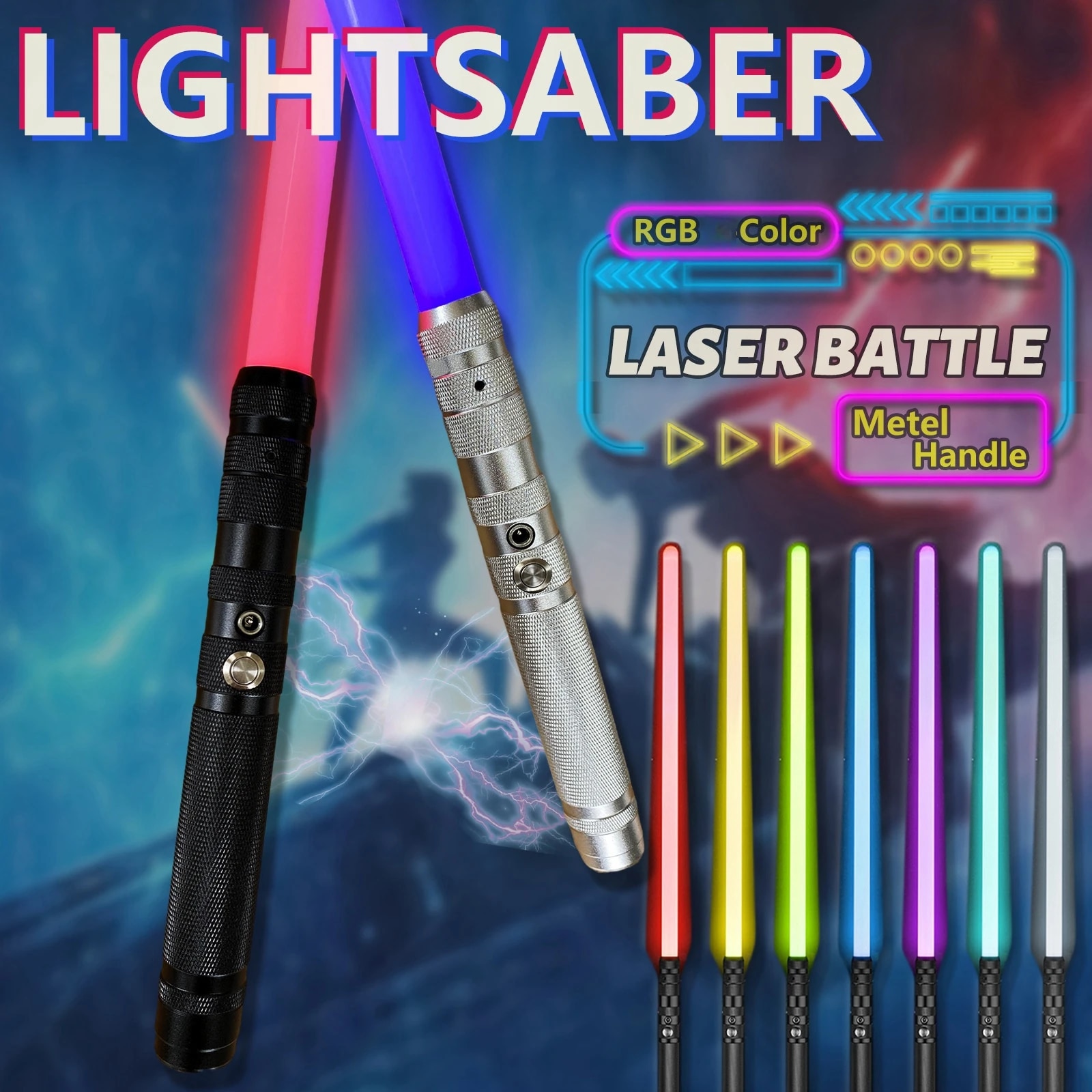 2 In 1 Retractable Lightsaber Toy 16 Color Laser Sword Colsplay Training Prop RGB Metal Laser Blade Glowing Stage Prop