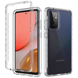 Custodie antiurto per armature robuste 2 in 1 per Samsung Galaxy A72 Paraurti in TPU morbido antiscivolo Cover posteriore in acrilico trasparente per PC rigido