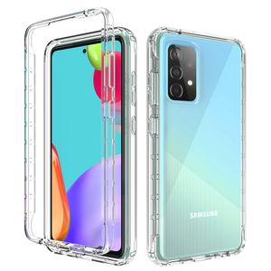 2 en 1 robuste armure antichoc étuis pour Samsung Galaxy A52 anti-dérapant souple TPU pare-chocs dur PC Transparent acrylique couverture arrière